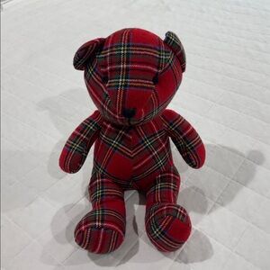 Pottery Barn Steward Plaid Bear Pillow
